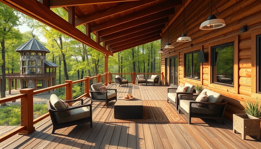 Stylish multi-level deck with modern furniture for entertaining