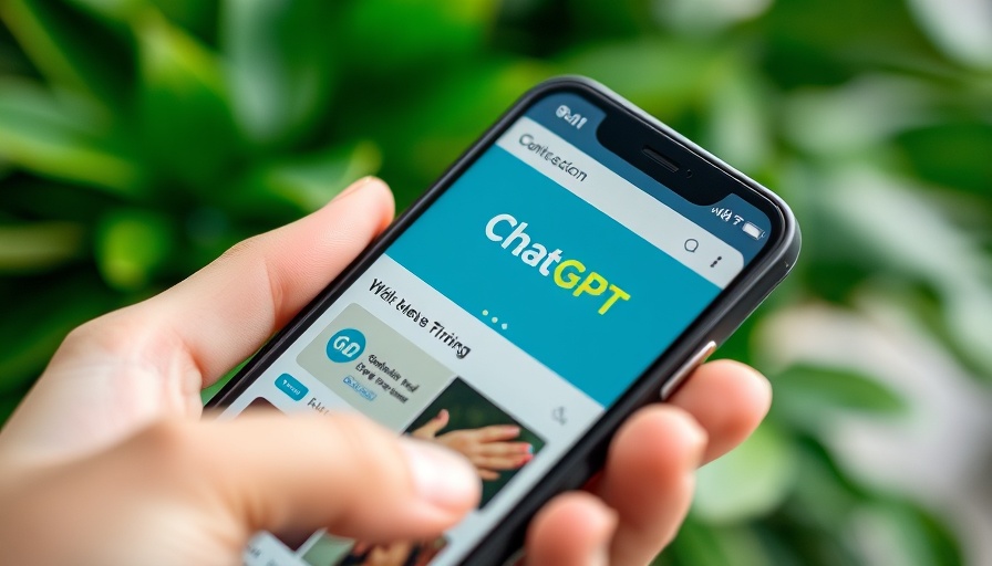 Smartphone showing ChatGPT site outdoors, held in hand.