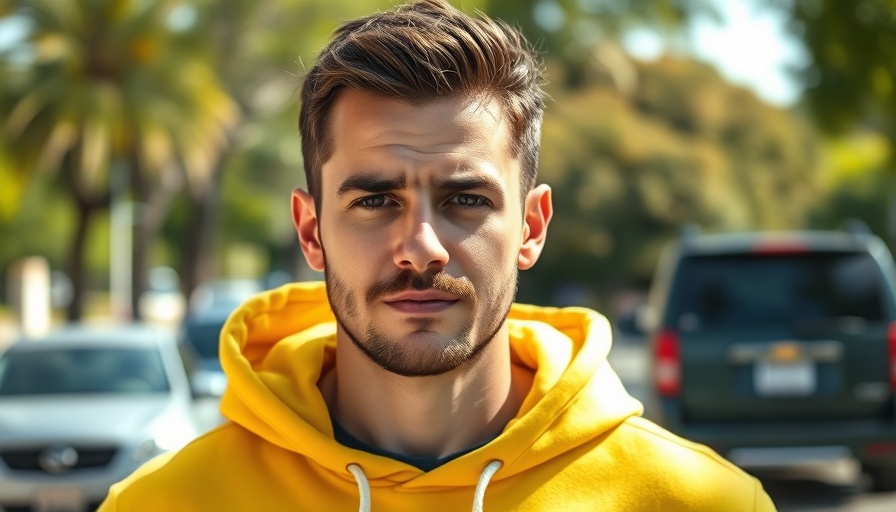 Casual portrait of a man in yellow hoodie outdoors.