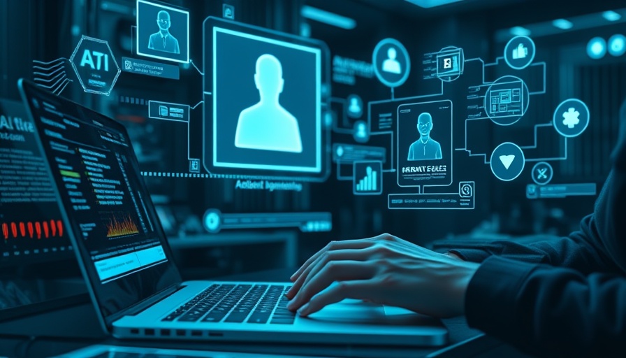 Futuristic interface displaying AI agents on a laptop, trust in AI agents