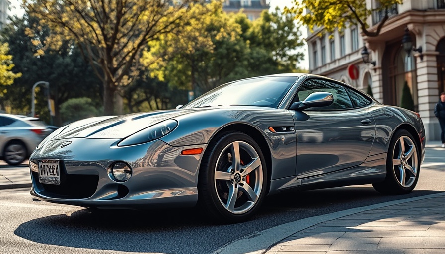 Sleek chrome sports car parked, Nvidia Graphics 3.0 AI productivity showcase.