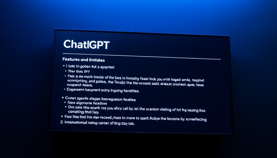 ChatGPT interface showcasing features and limitations on a dark screen.