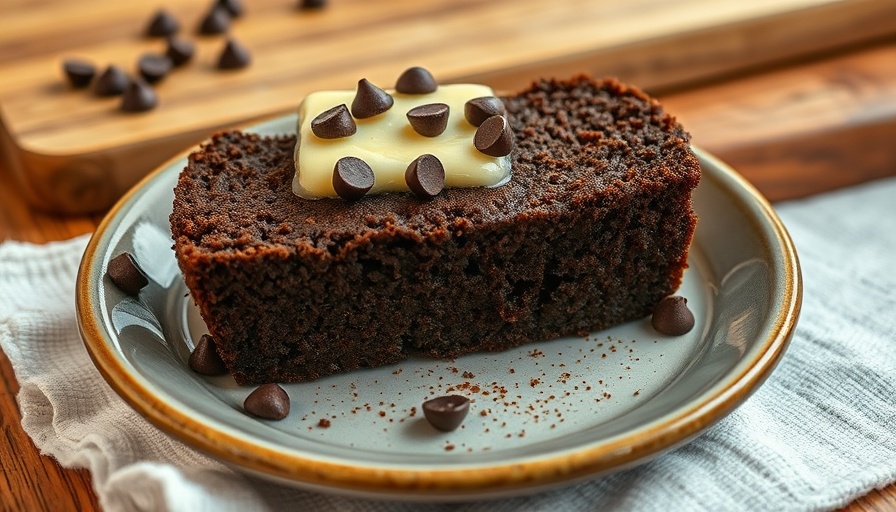 Delicious chocolate zucchini bread recipe slice with butter top.