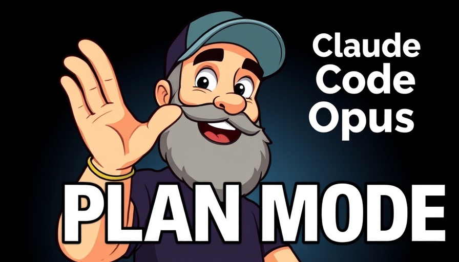 Cartoon man explaining Claude AI Plan Mode with bold text.