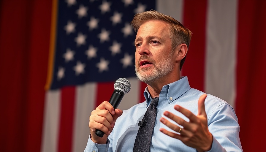 Open AI professional speaking in front of American flag.
