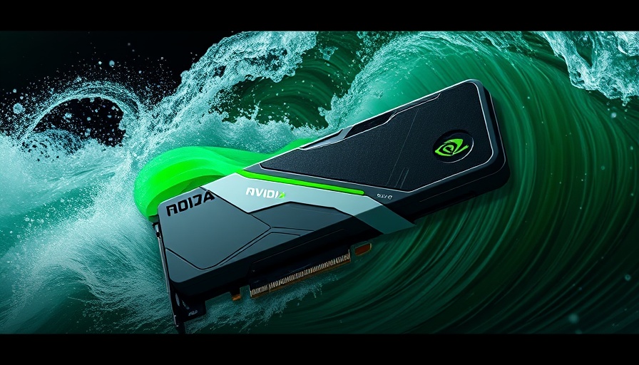 NVIDIA RTX 4090 GPU with smooth motion in green wave background.
