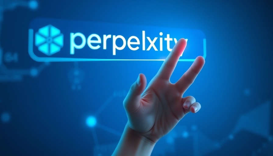 Futuristic interface with Perplexity AI search bar.