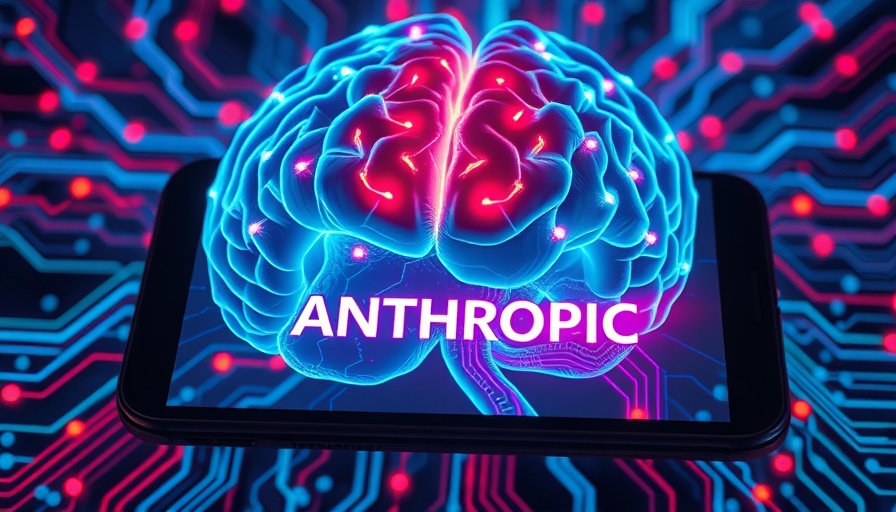Futuristic AI concept featuring ANTHROPIC logo and digital brain