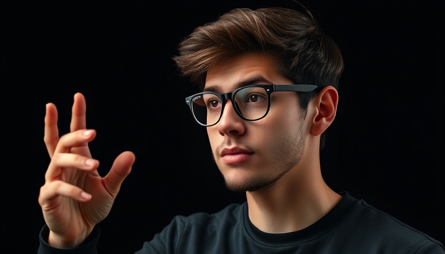 Thoughtful young man gesturing, related to perplexity ai, in soft lighting.
