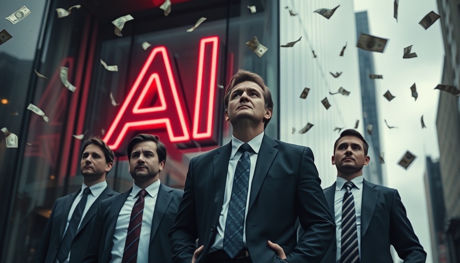 Business professionals worried about AI investments profitability as cash falls around them.