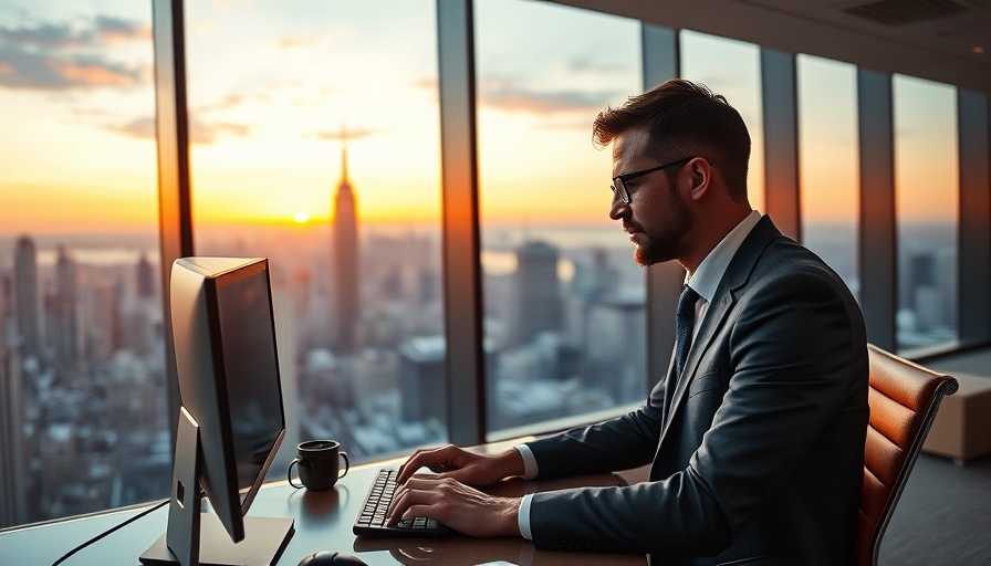 Oracle deploys OpenAI's GPT-5: Man working in office with city view.