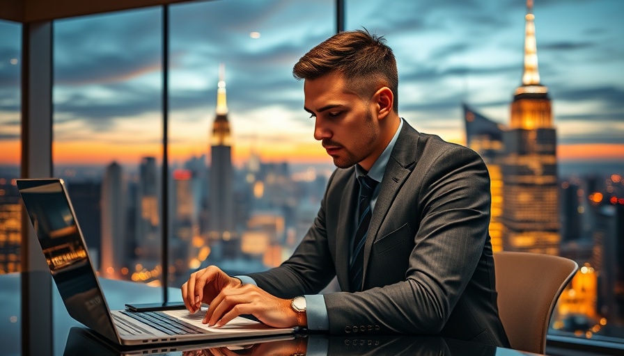 Professional working on computer in office with city view, OpenAI GPT-5 deployment