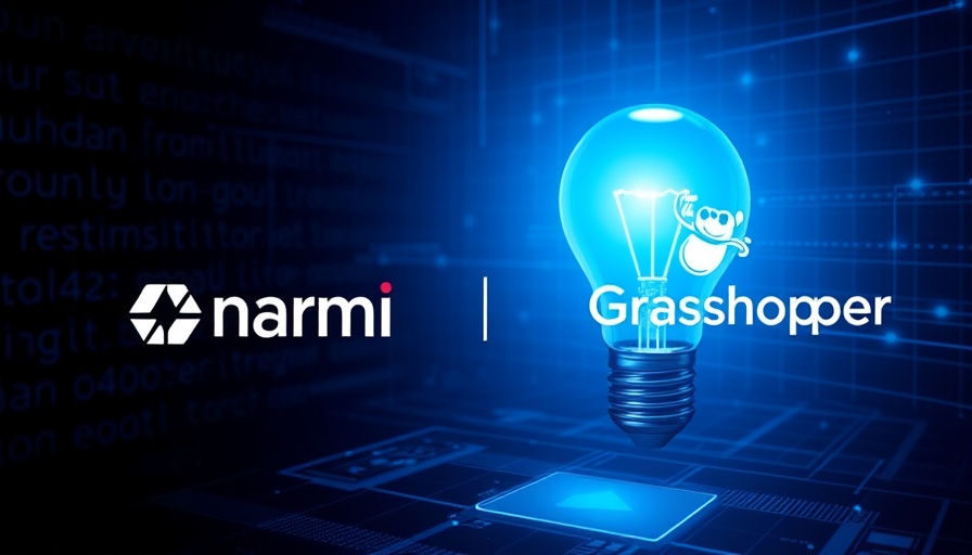 Fintech collaboration with holographic light bulb and digital grid.