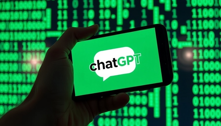 Smartphone with ChatGPT logo against binary background for AI plans comparison.