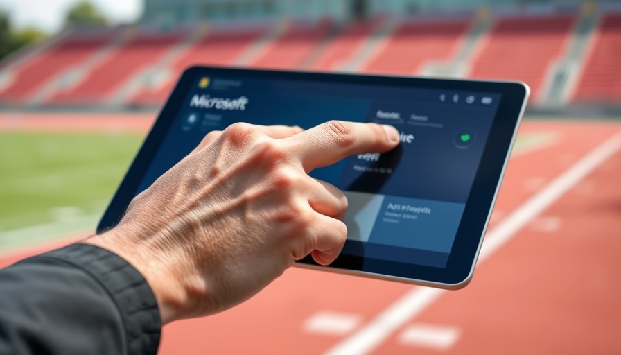 Tablet with Microsoft AI Copilot app in sports field.