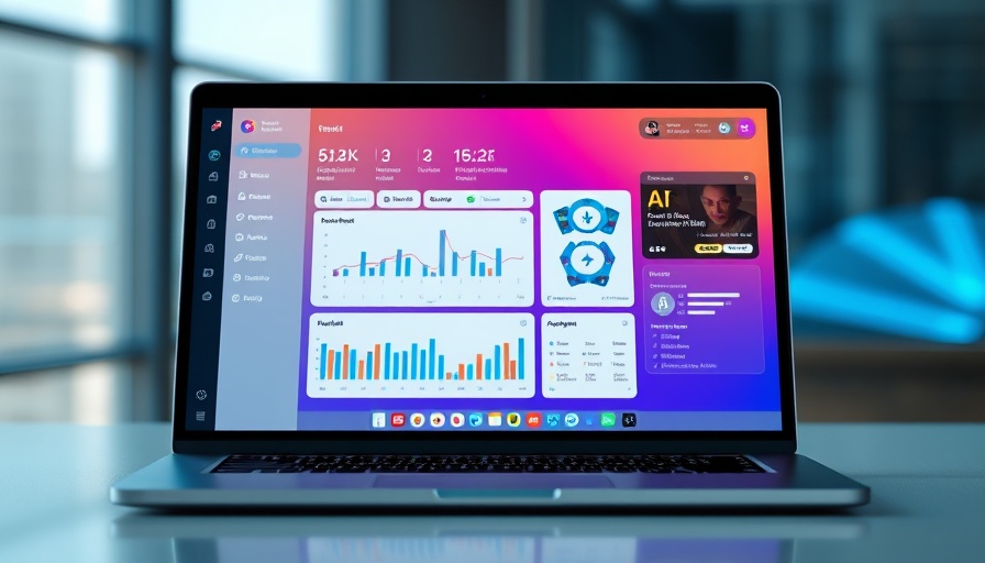 Microsoft AI Copilot interface on laptop screen with interactive dashboard.