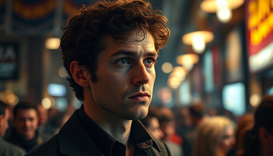 Curly-haired man focused in a crowded dimly-lit environment, open ai takeover.