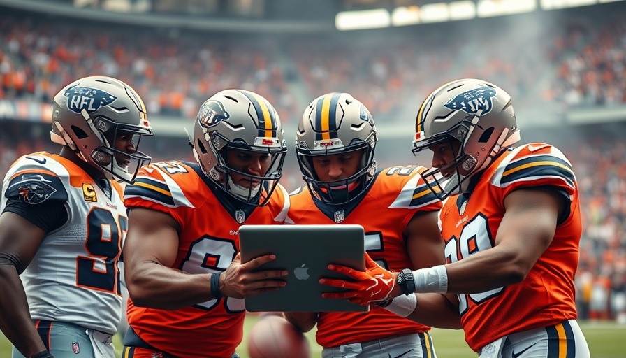NFL players using Microsoft technology during a game.