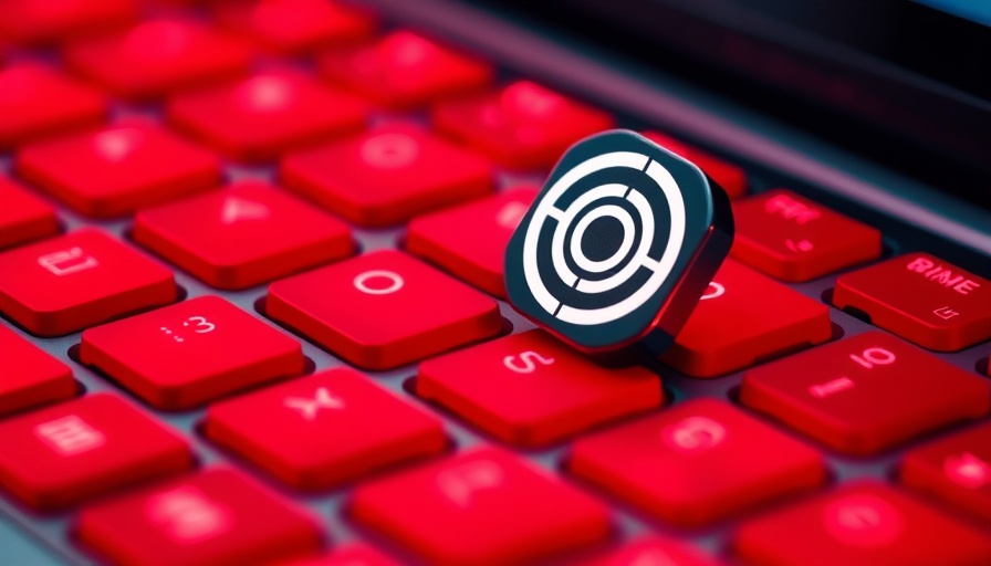 Red keyboard keys with bomb and target icons, Claude AI concept.
