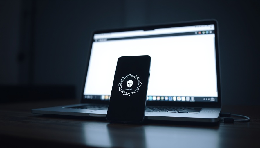 Smartphone displaying OpenAI logo in front of laptop screen.