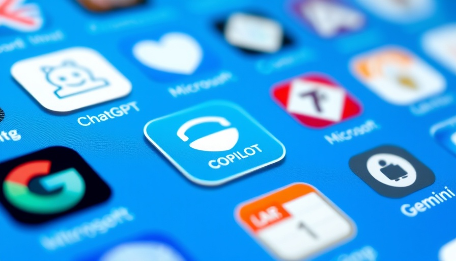 Close-up of Microsoft AI and other app icons on a screen.