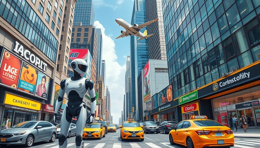 Humanoid robots in a busy street depicting automation's impact on jobs.