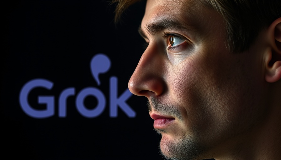 Grok AI chatbot leak concept with a contemplative man.