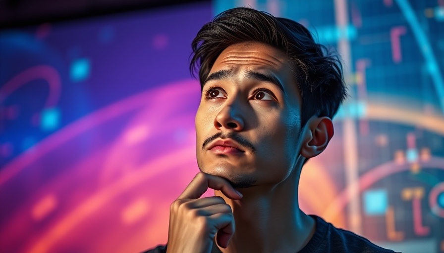 Person evaluating AI models amidst futuristic backdrop.