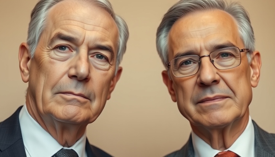 Close-up of two middle-aged men in formal attire, contemplative mood.