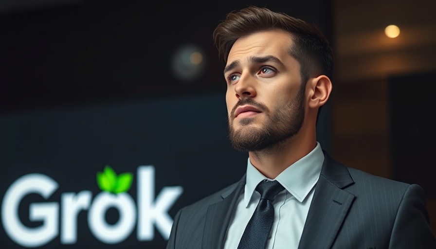 Thoughtful man with Grok 3 logo in the background.