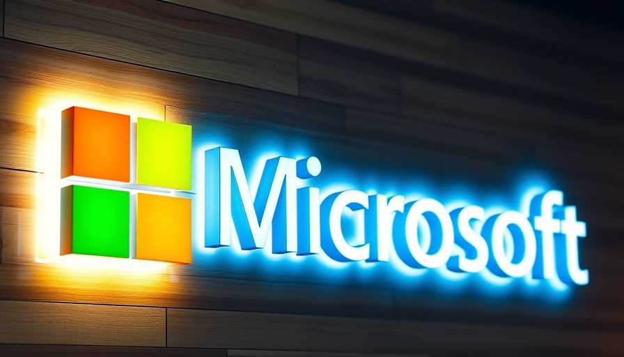 Glowing Microsoft logo on wooden wall background.