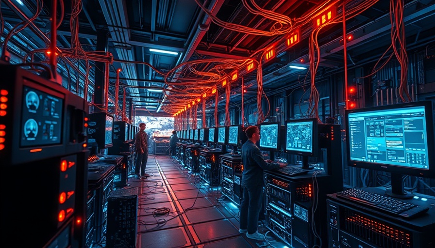 Futuristic network of computers illustrating agentic AI with glowing wires.
