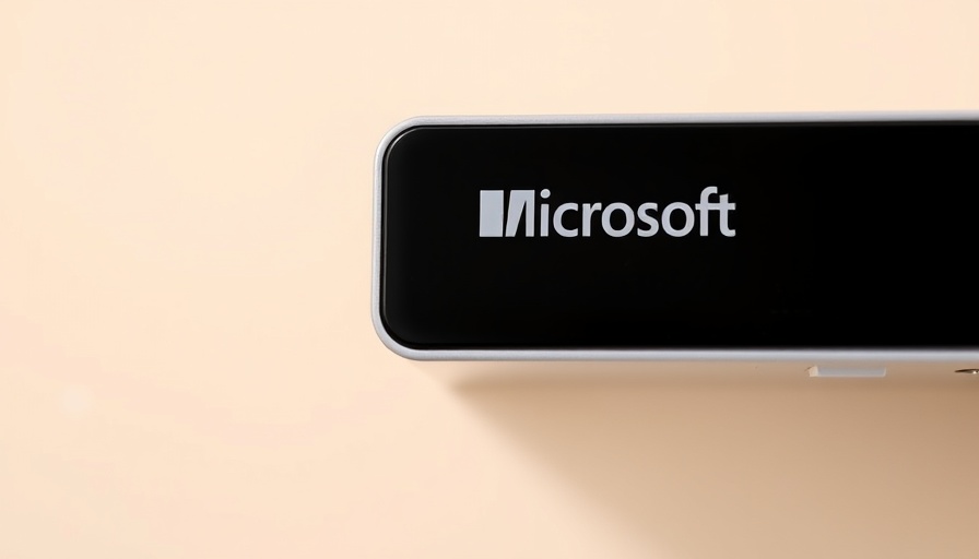 Close-up of a Microsoft prototype device with branding.