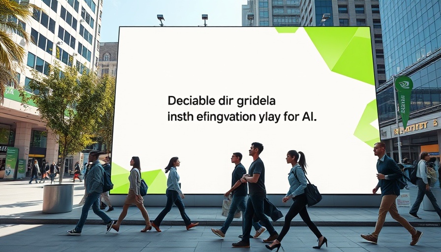 Visitors passing an Nvidia AI promotional banner.