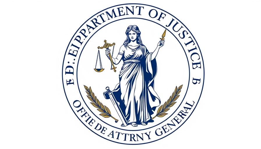 Official Iowa Department of Justice emblem with Lady Justice.