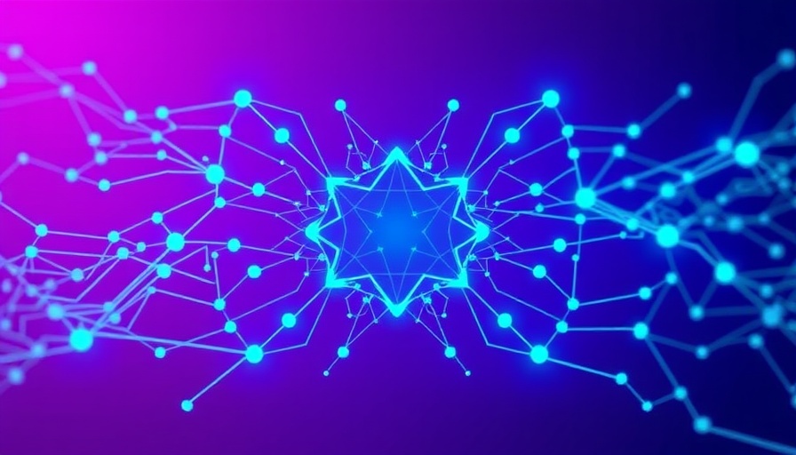Cyan neural network logo on purple background