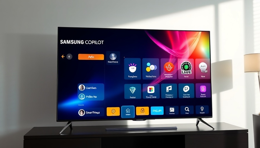 Samsung TV interface showing Microsoft Copilot AI integration with apps.