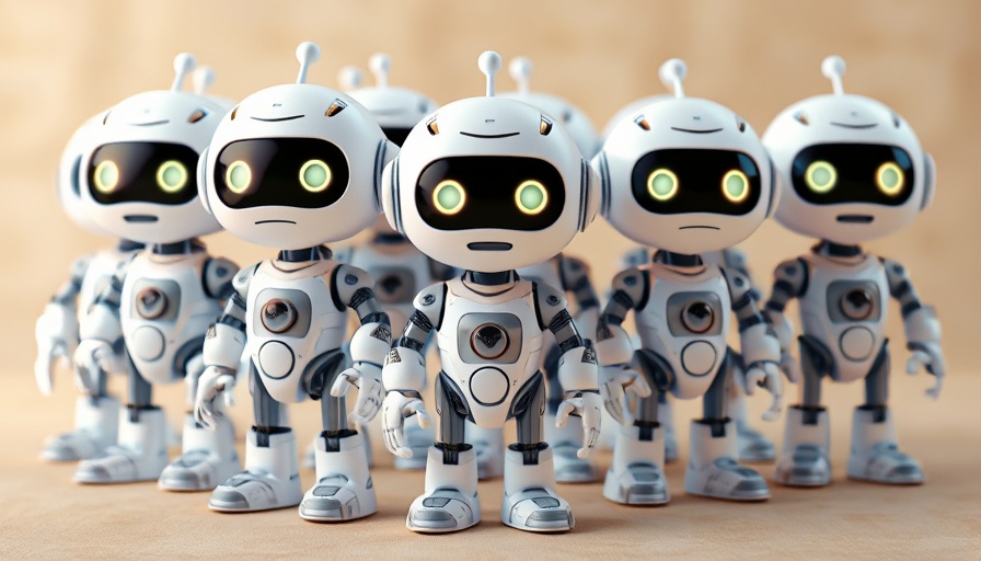 Charming AI agents in a 3D Pixar style, grouped together.