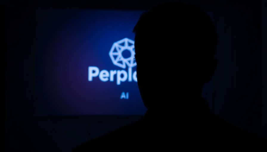 Silhouette with Perplexity AI logo on blue background.