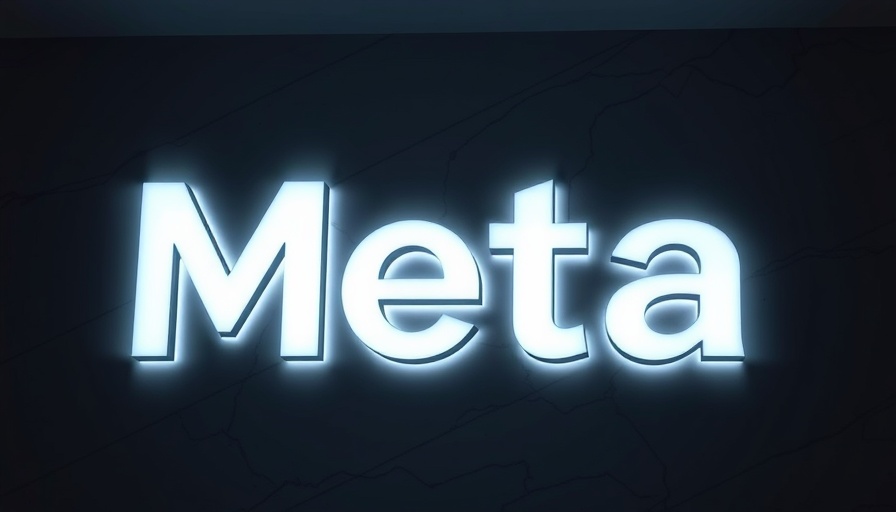 Glowing Meta logo sign in blue and white