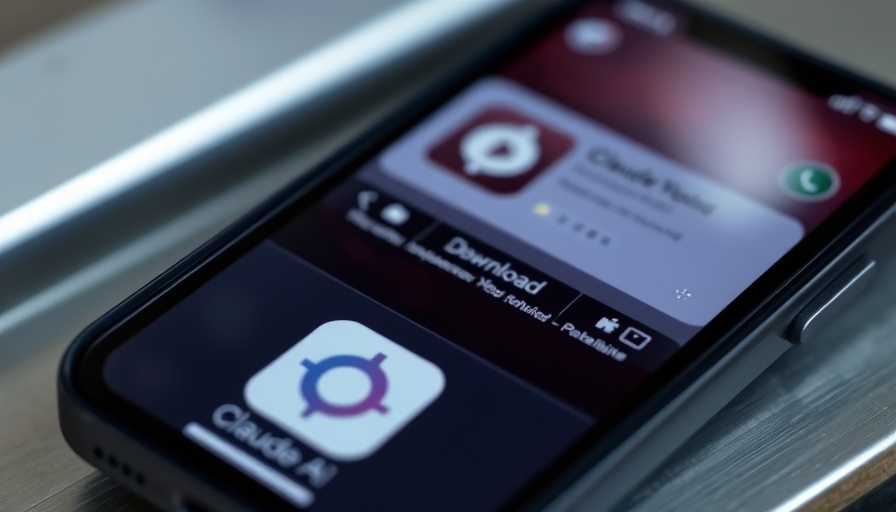 Smartphone screen displaying Claude AI app download page.