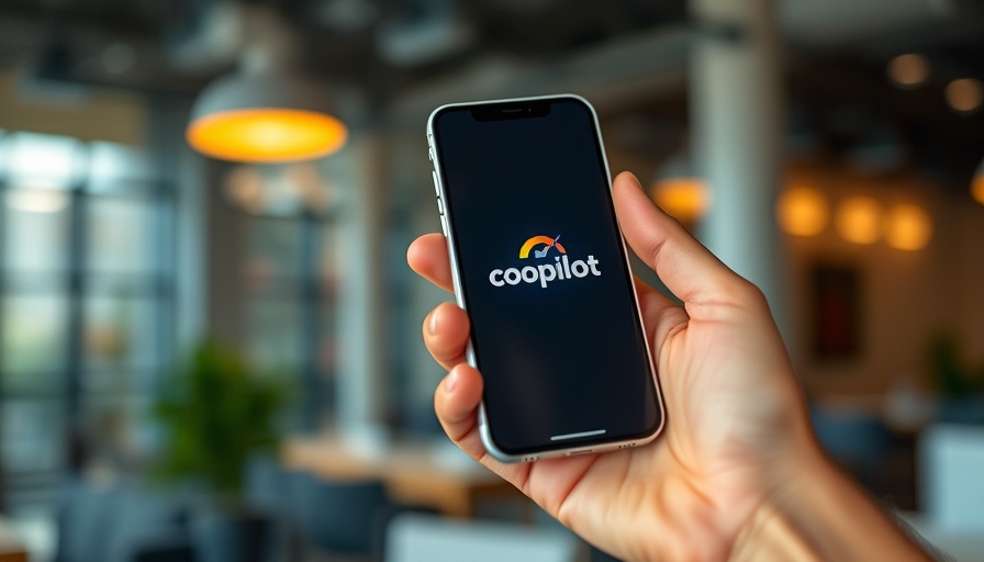 Hand holding smartphone with Copilot app logo, representing AI news.