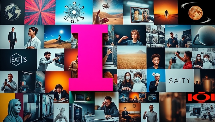 Perplexity AI visual with diverse thematic collage and central I logo.