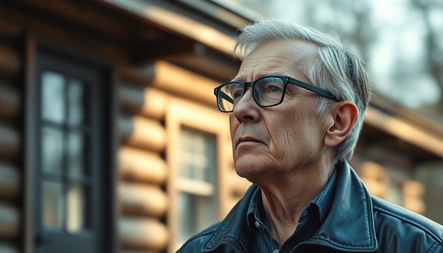 Confident man in leather jacket pondering outdoors, serene lighting.