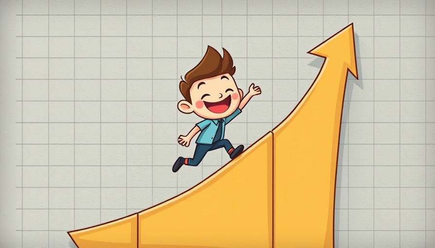 Cartoon character on rising graph symbolizing Bitcoin Mining AI Technologies growth.