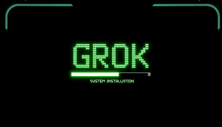Retro computer screen with GROK installation progress, Grok trade secrets lawsuit.