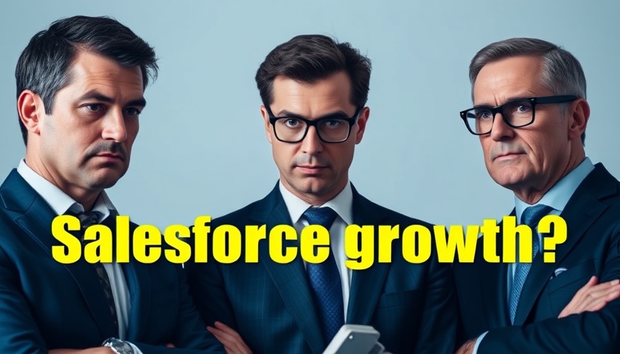 Business executives discussing Salesforce and AI revenue growth.