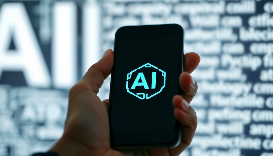 Hand holding smartphone with AI logo, open ai collaborations concept.