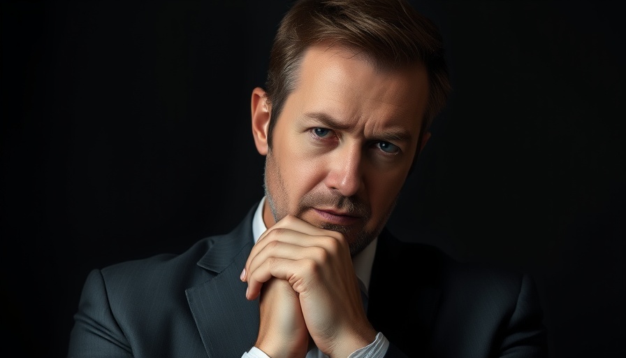 Thoughtful man with serious expression, AI trade secrets lawsuit contextual.