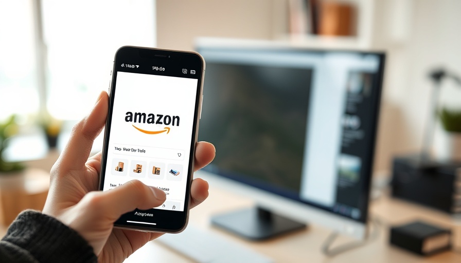 Person using Amazon app with package, agentic AI tasks.